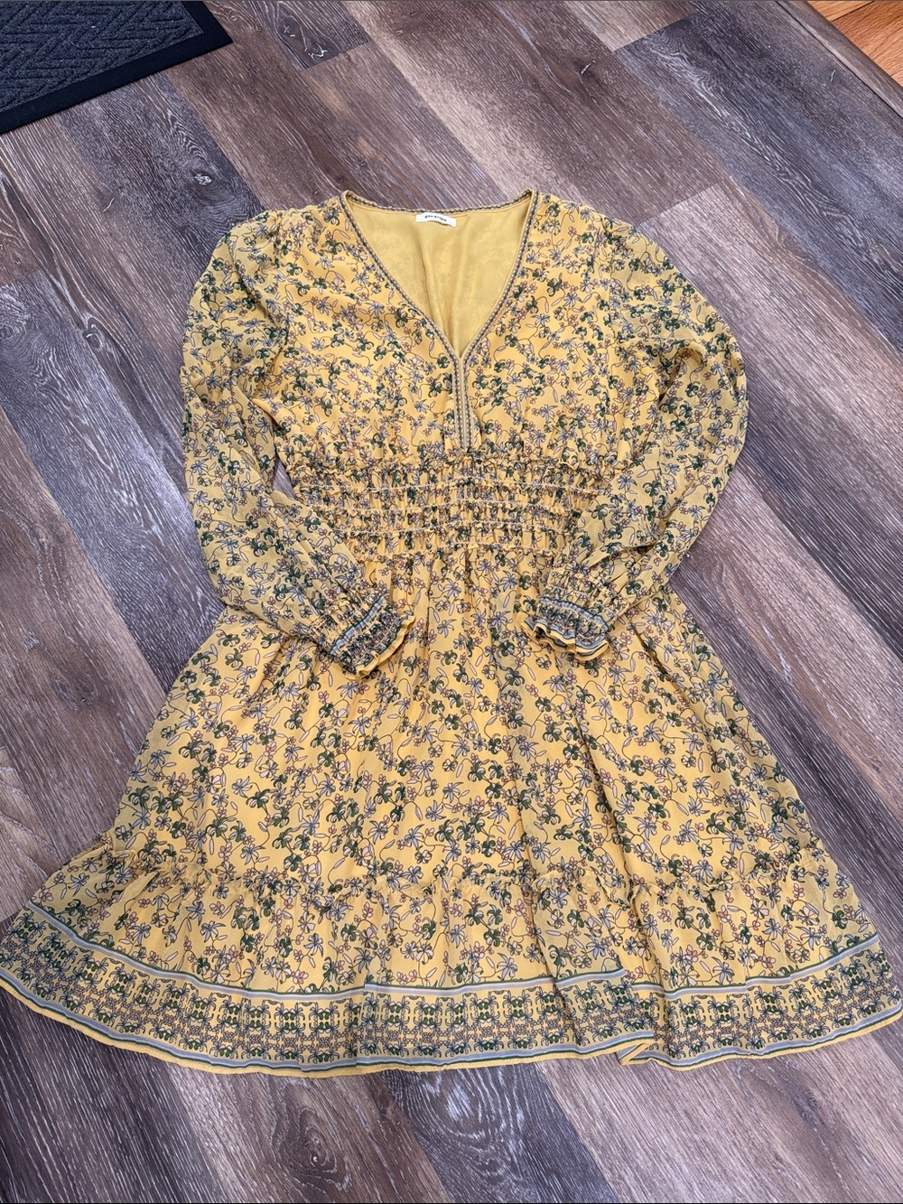 Max Studio Floral Dress, v-neck, long sleeve, size M